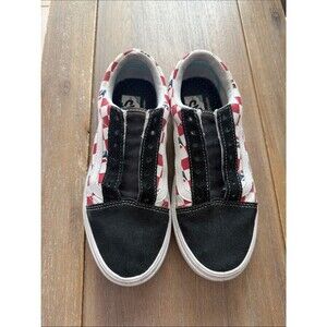 VANS Black & Red Checkerboard Slip-On Sneakers W 7.5